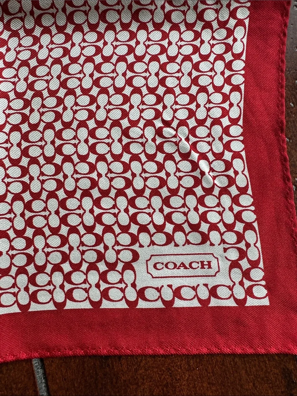 Coach Red and White Signature Pattern Scarf